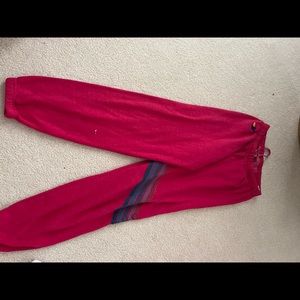 Aviator nation hot pink sweats with purple and blue stripe